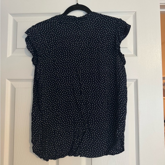LOFT Navy and White Dotted Blouse - Picture 2 of 4